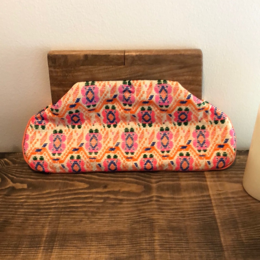 Embroidered clutch